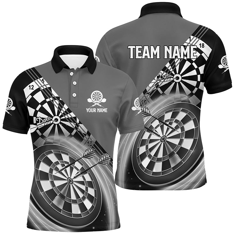 Black Grey Customized Darts Name Mens Polo Shirt S-5XL