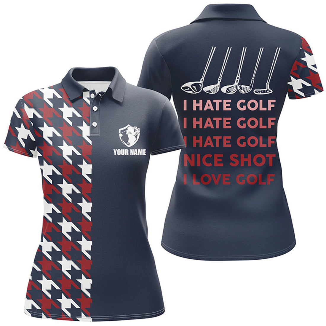 Custom I Hate Golf Nice Shot I Love Golf Navy Funny Polo Women's Polo Shirts S-5X