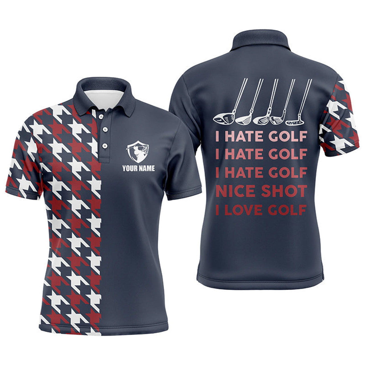 I Hate Golf Nice Shot I Love Golf Funny Men's Polo Shirt S-5XL