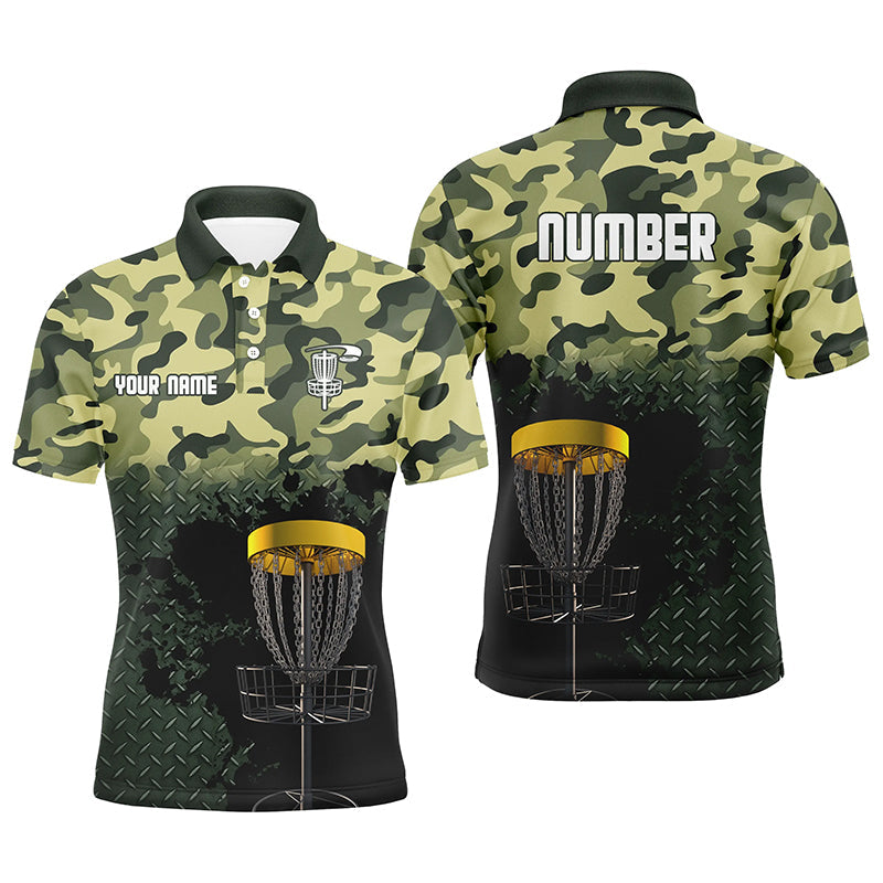 Green Camo Disc Golf Shirt Customized Camo Golf Shirt for Men Men's Polo Shirt