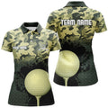 Custom Green Camo Golf Customized Camouflage Golf Women's Polo Shirts S-5XL