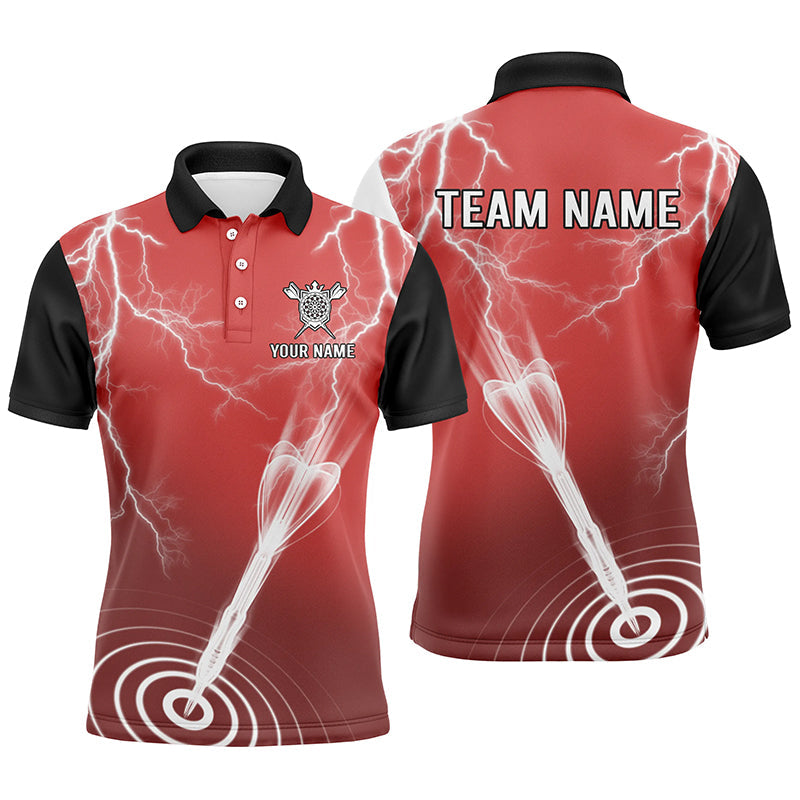 Red Black Thunder Darts Polo Shirt Custom Jersey Men's Polo Shirt S-5XL