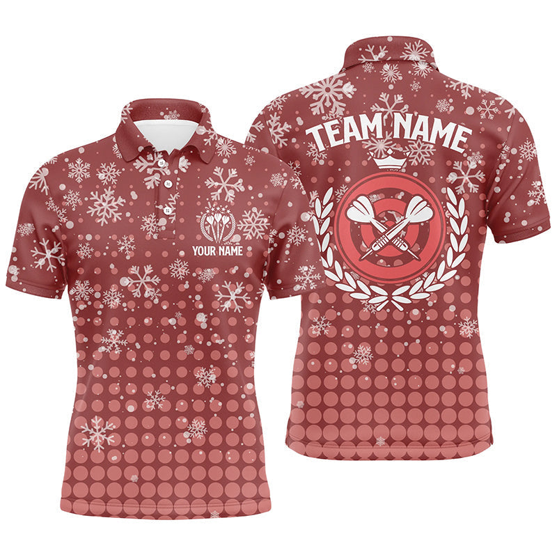 Personalized Red Darts Christmas Snowflakes Men's Polo Shirt Size S-5XL