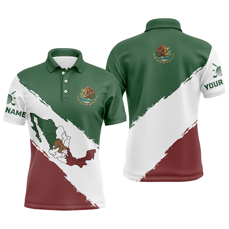 Mexican Map Golf Polo Patriotic Flag Design Men's Polo Shirt S-5XL