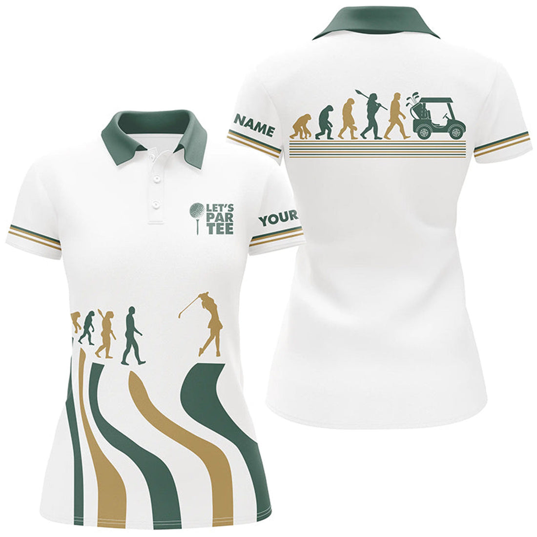 Custom Evolution of Golf Lets Par Tee Shirt Golf Gifts Women's Polo Shirts S-5XL