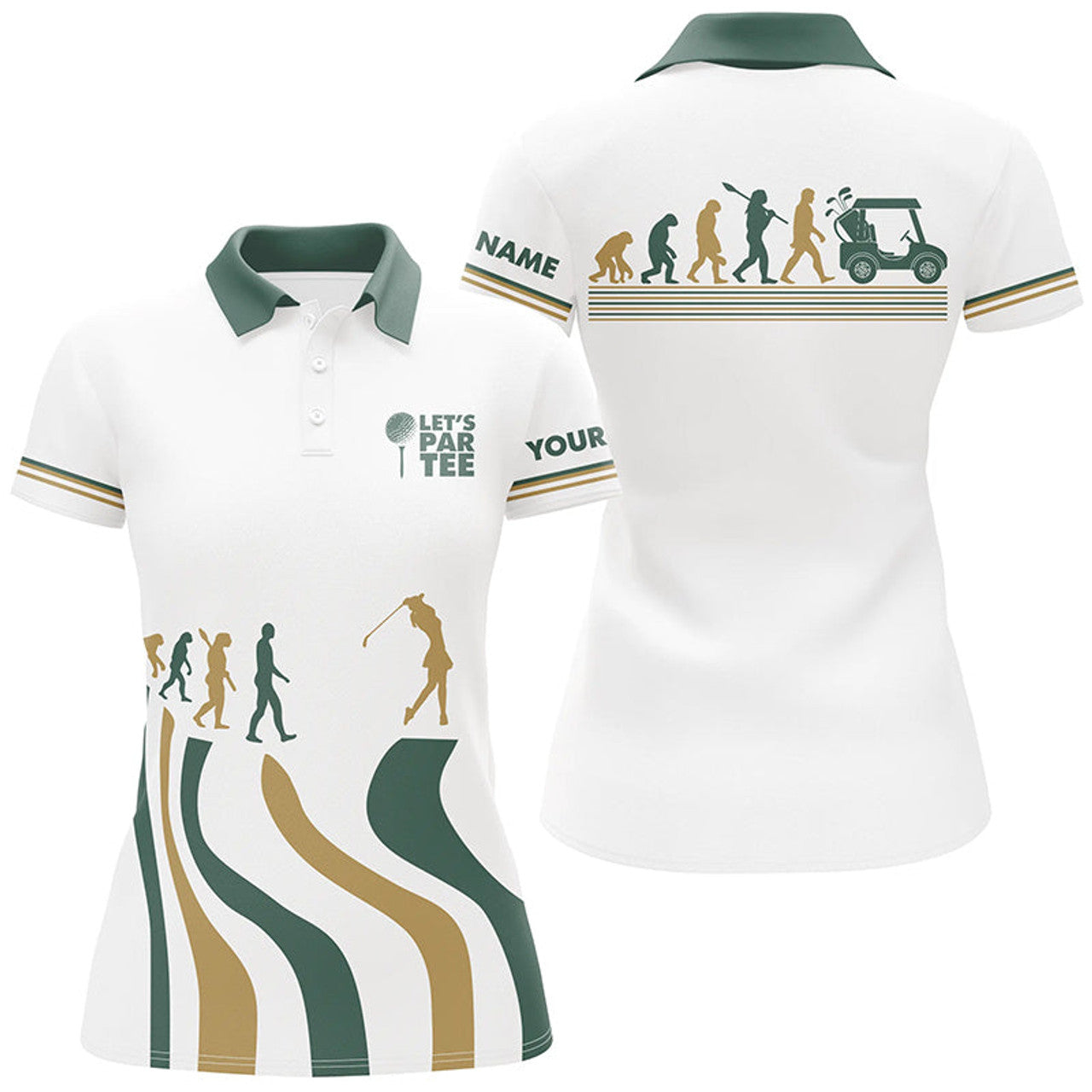 Custom Evolution of Golf Lets Par Tee Shirt Golf Gifts Women's Polo Shirts S-5XL