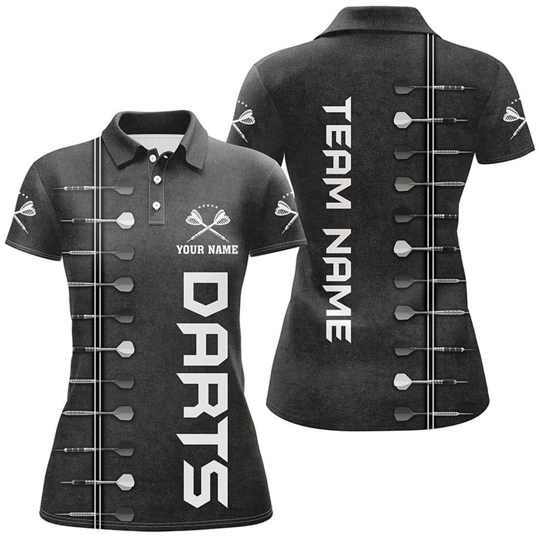 Custom Name Black White 3D Darts Design Shirt for Women's Polo Shirts S-5XL