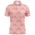 Pink Christmas Flamingos Custom Funny Golf Mens Polo Shirt S-5XL