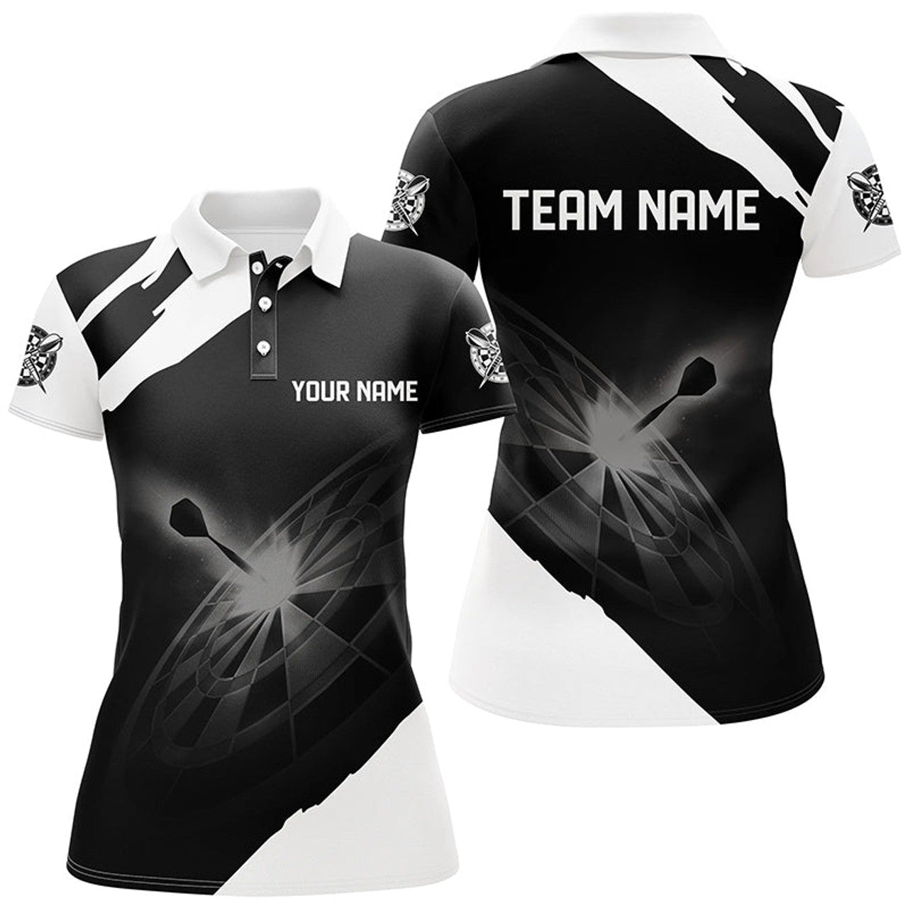 Custom Black White Personalized for Darts Women's Polo Shirt S-5XL