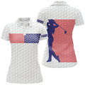 Custom American Flag White Golf Shirt Patriotic Golf Gift Women's Polo Shirts S-5XL