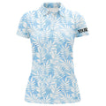 Personalized Tropical Blue Leaves Golf Polos for Women Women's Polo Shirts S-5XL