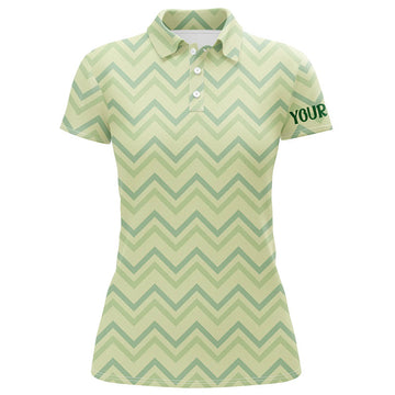 Custom Light Green Zigzag Golf Shirt St Patrick Vintage Women's Polo Shirts S-5XL