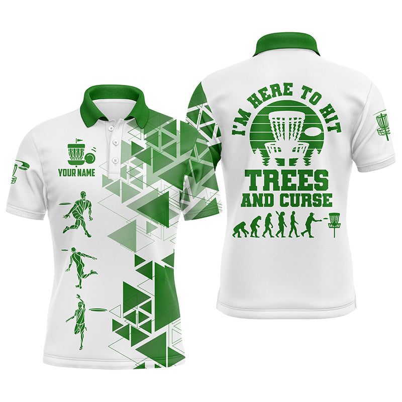 Personalized Green White Disc Golf Mens Polo Shirt S-5XL