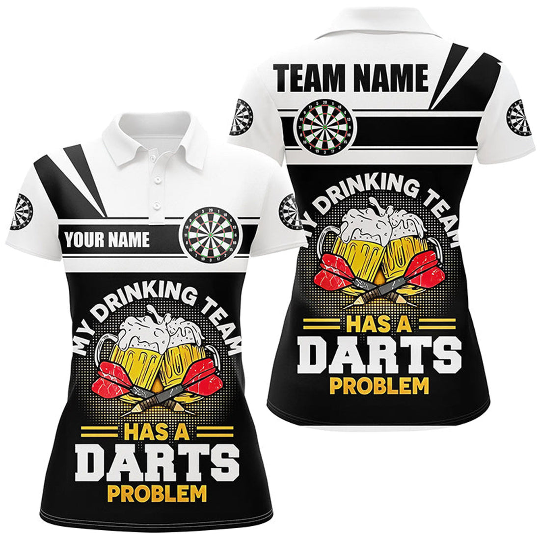 Custom My Drinking Team Beer Darts Women 3D Polo Shirt Size S-5XL