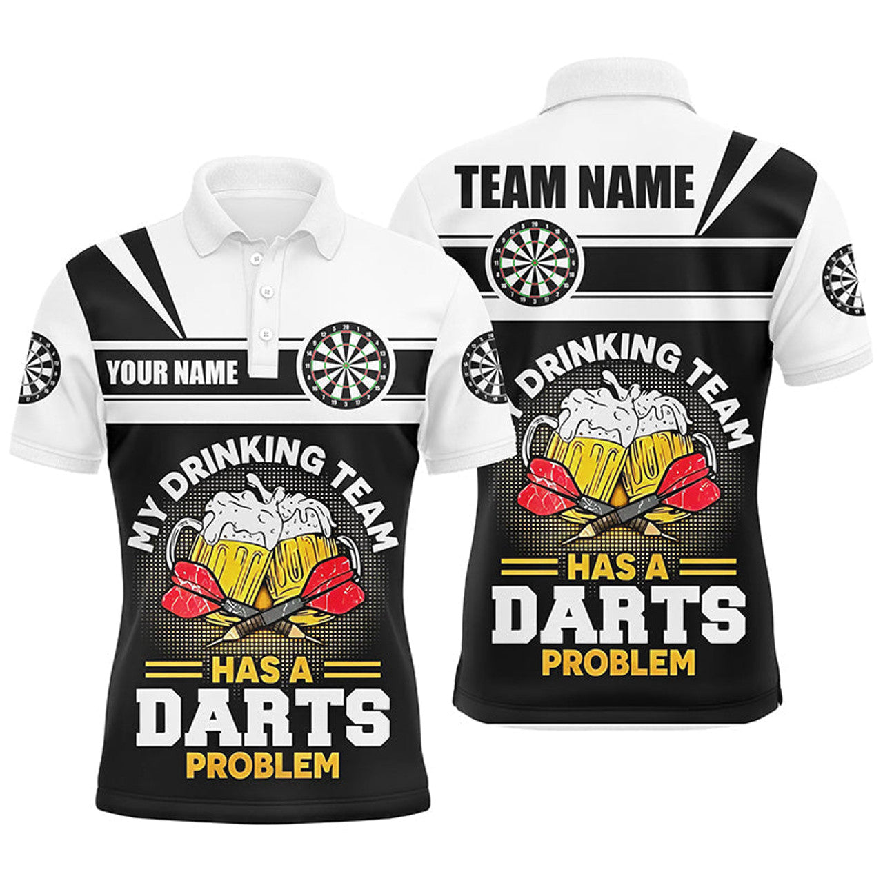 Custom My Drinking Team Beer Darts Shirt Men's Polo Shirt S-5XL