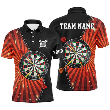 Custom Black Orange Halo Cool Darts Shirt Dart Jerseys Men's Polo Shirt S-5XL
