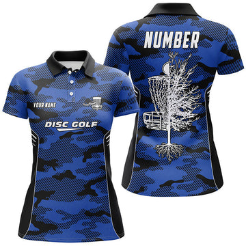 Custom Blue Camo Disc Golf Shirt for Camouflage Golf Gifts Women's Polo Shirts S-5XL