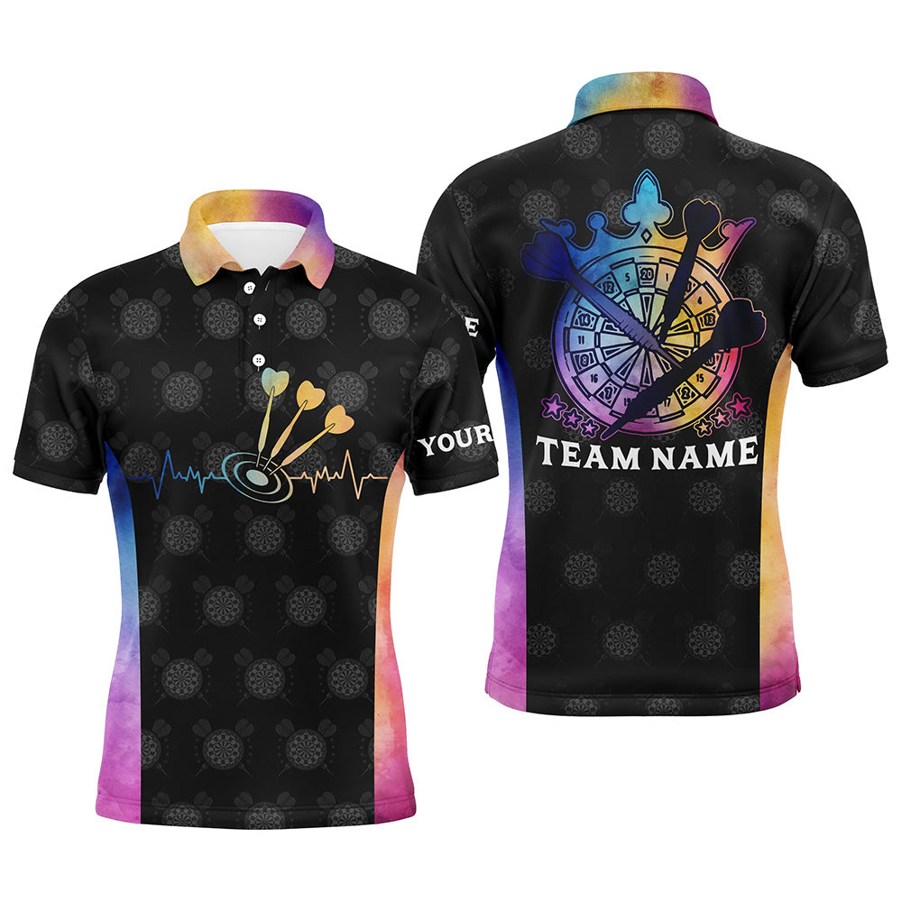 Darts Heartbeat Tie Dye Personalized Shirt for Men Men's Polo Shirt S-5XL