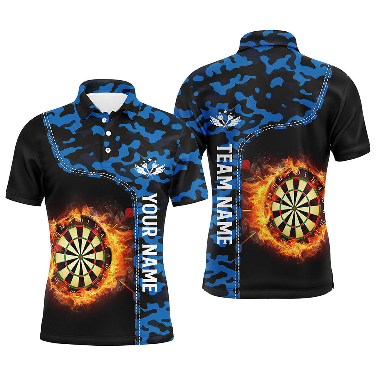 Custom Black Green Light Darts Shirt Men's Polo Shirt S-5XL