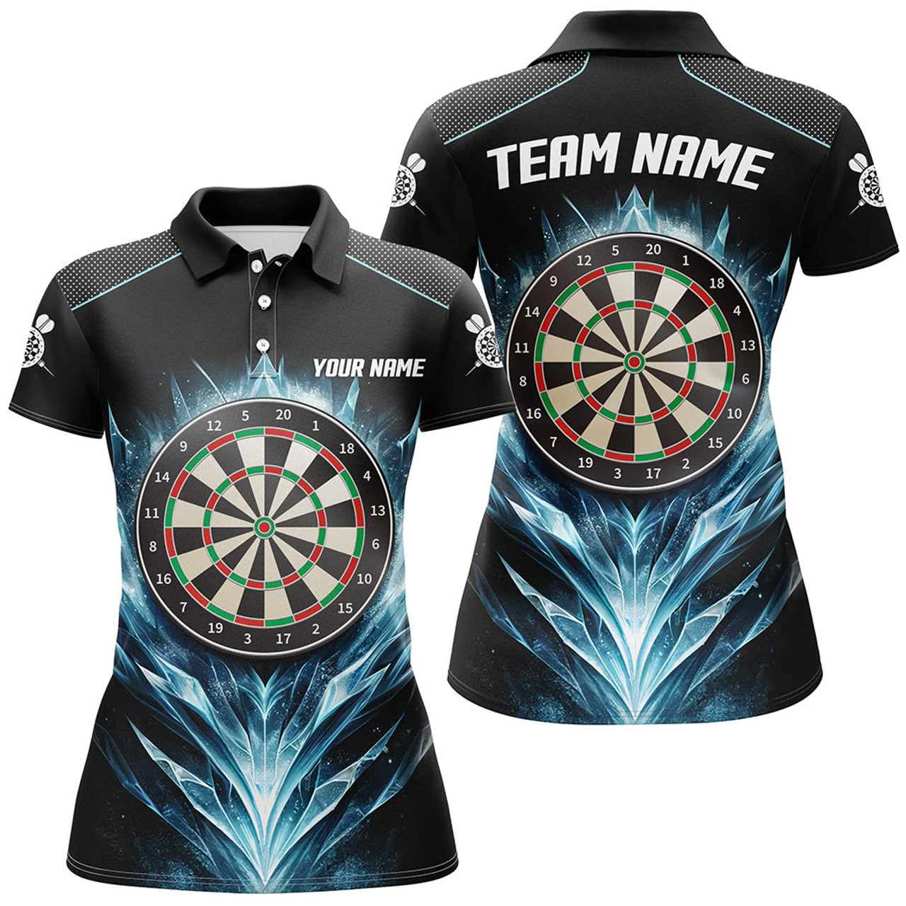 Custom Icy Blue Black Dartboard Polo Shirt for Women's Polo Shirts S-5XL