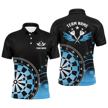 Personalized Darts Wings Black Blue Custom Shirt Men's Polo Shirt S-5XL