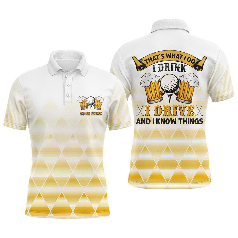 Funny Beer Golf Shirt I Drink I Drive I Know Things Men's Polo Shirt S-5XL