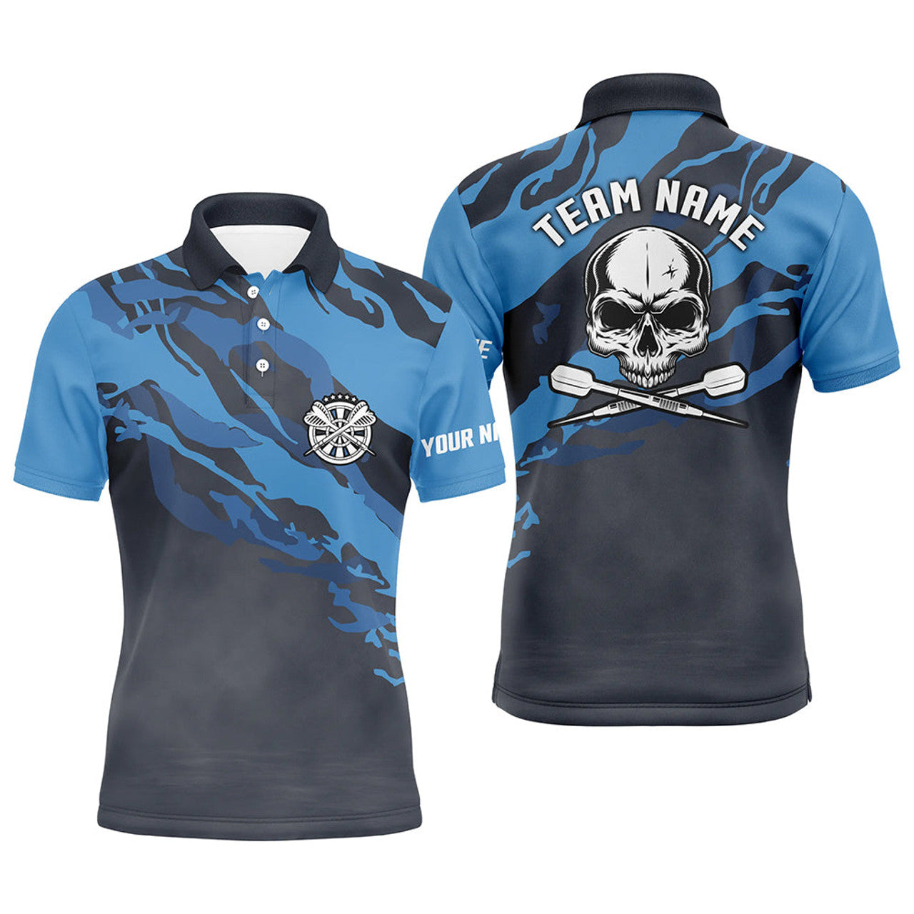 Personalized Blue Skull Darts Shirt Custom Jersey for Men Men's Polo Shirt S-5XL