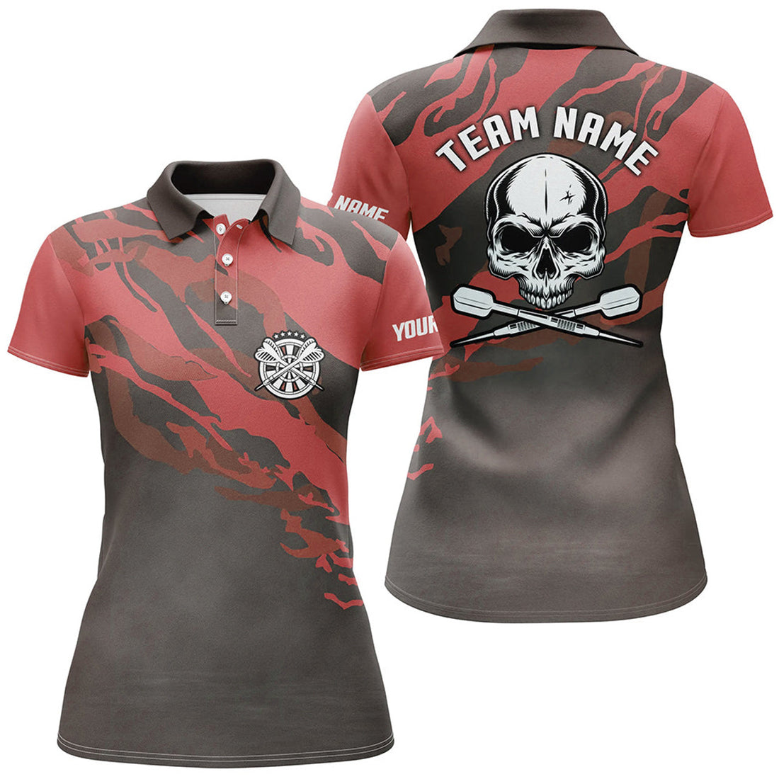 Custom Red Skull Darts Shirt for Personalized Dart Women's Polo Shirts S-5XL