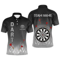 Custom Gradient Black Grey Fire Flame Darts Men's Polo Shirt S-5XL