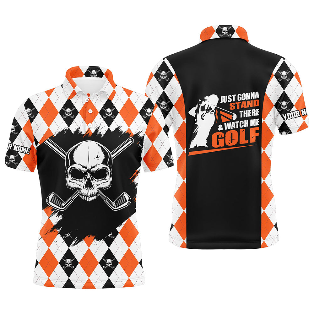 Men's Skull Golf Shirt Custom Golf Shirt with Skulls Argyle Golf Men's Polo Shirt