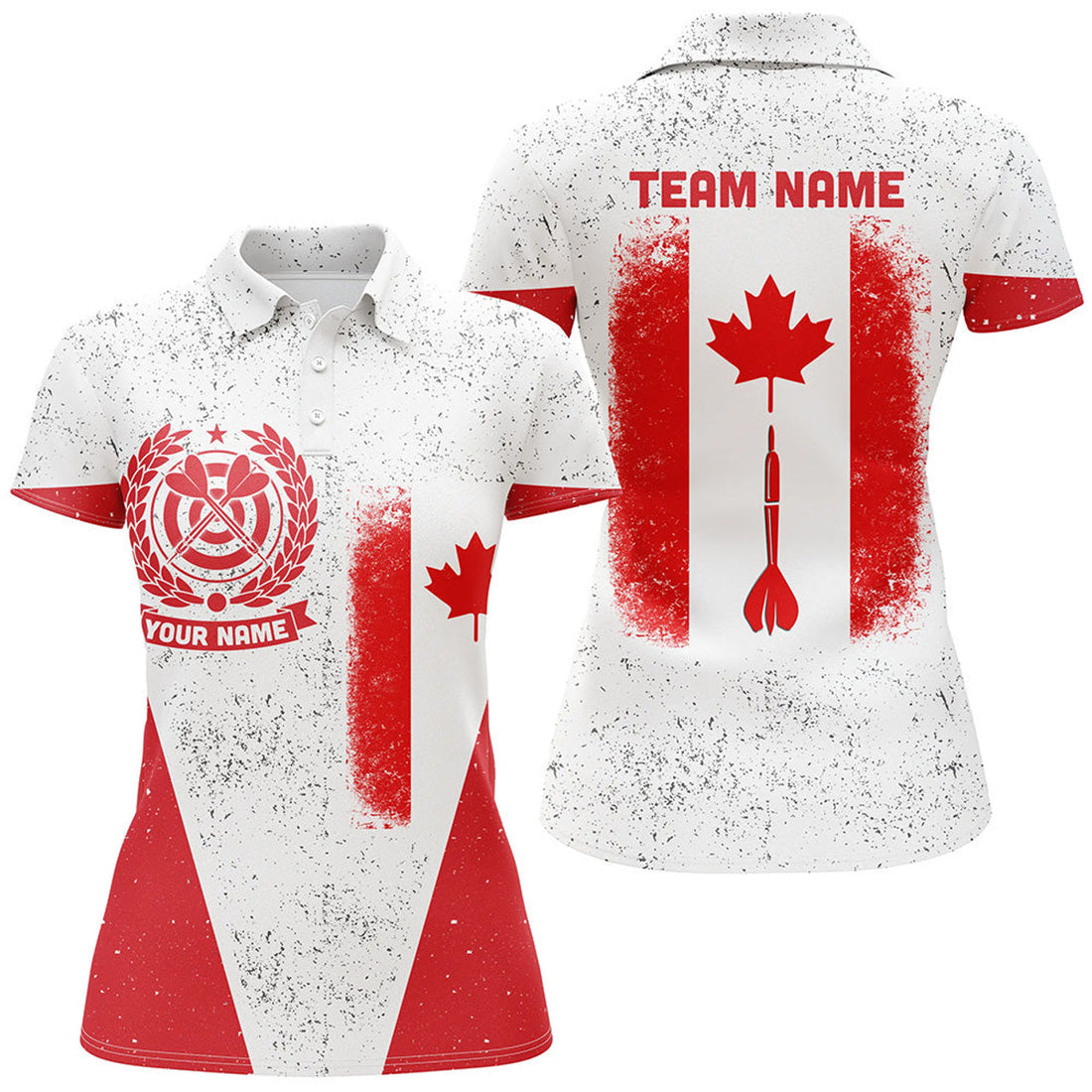 Custom Canada Flag Grunge Darts Shirt Patriotic Style for Women's Polo Shirts S-5XL