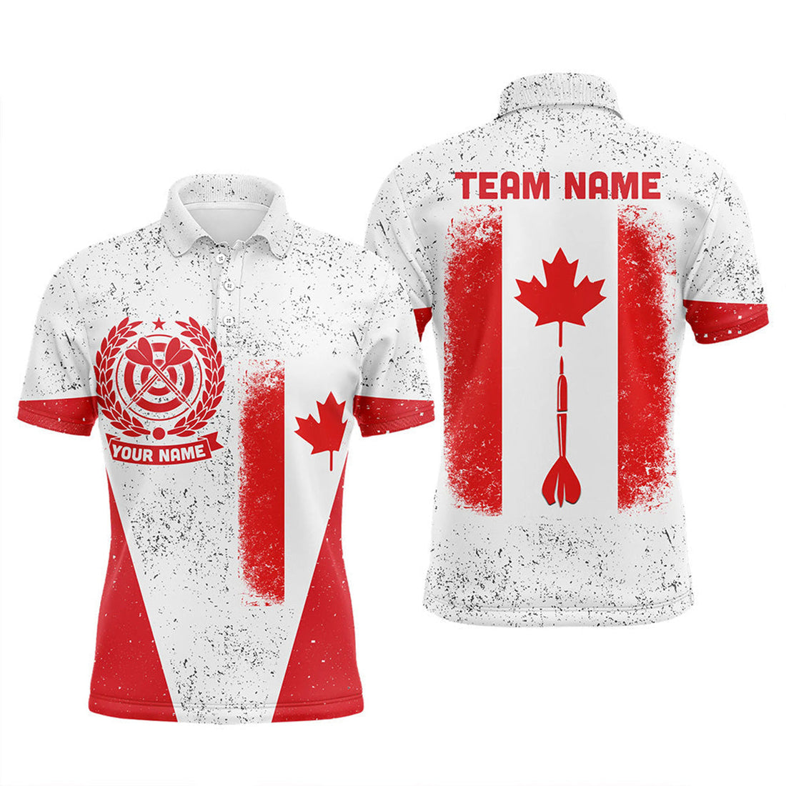 Grunge Canada Flag Darts Shirt Custom Patriotic Dart Shirt Men's Polo Shirt S-5XL