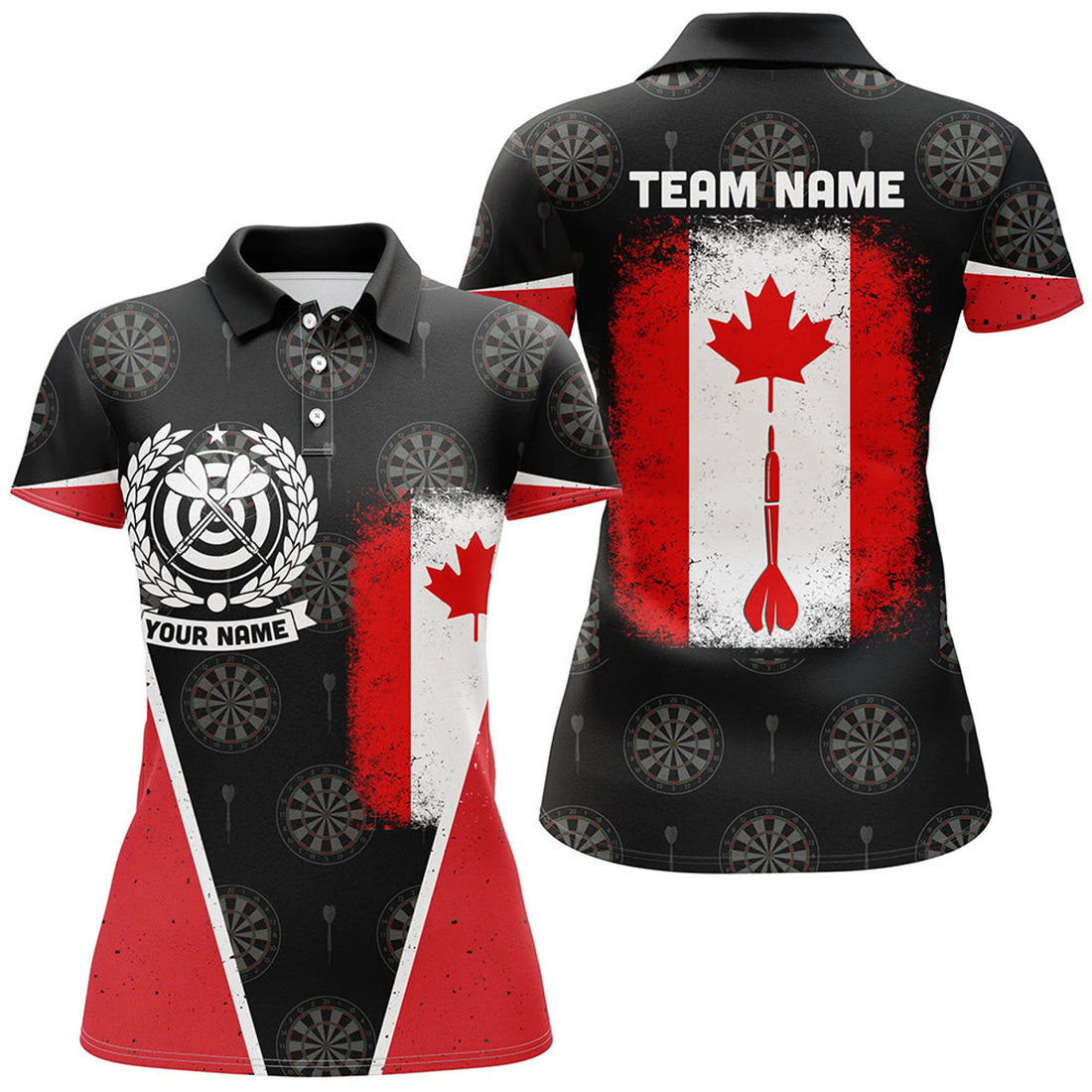 Retro Canada Flag Darts Polo Shirt Patriotic Dart Women's Polo Shirts S-5XL