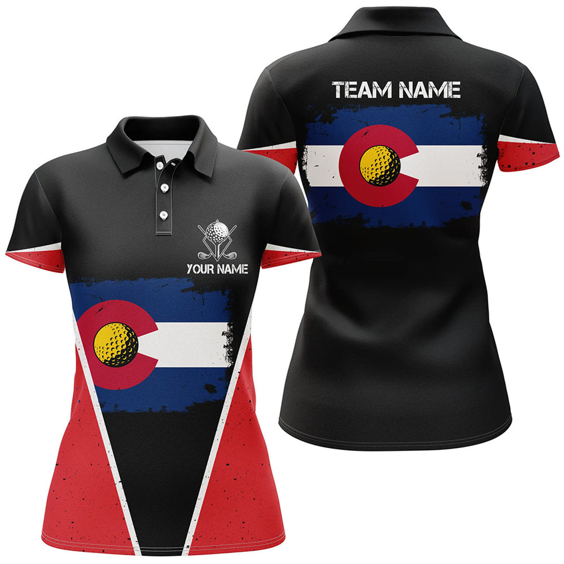 Custom Retro Colorado Flag Black Patriotic Golf Shirt Women's Polo Shirts S-5XL