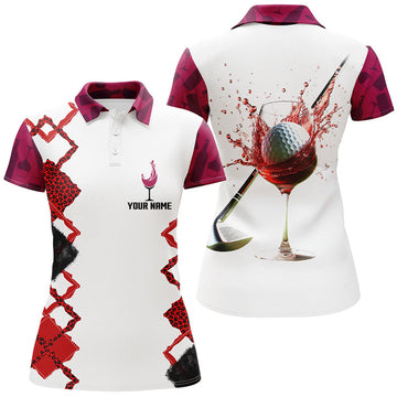 Custom White Red Wine Leopard Golf Shirts for Women's Polo Shirts S-5XL