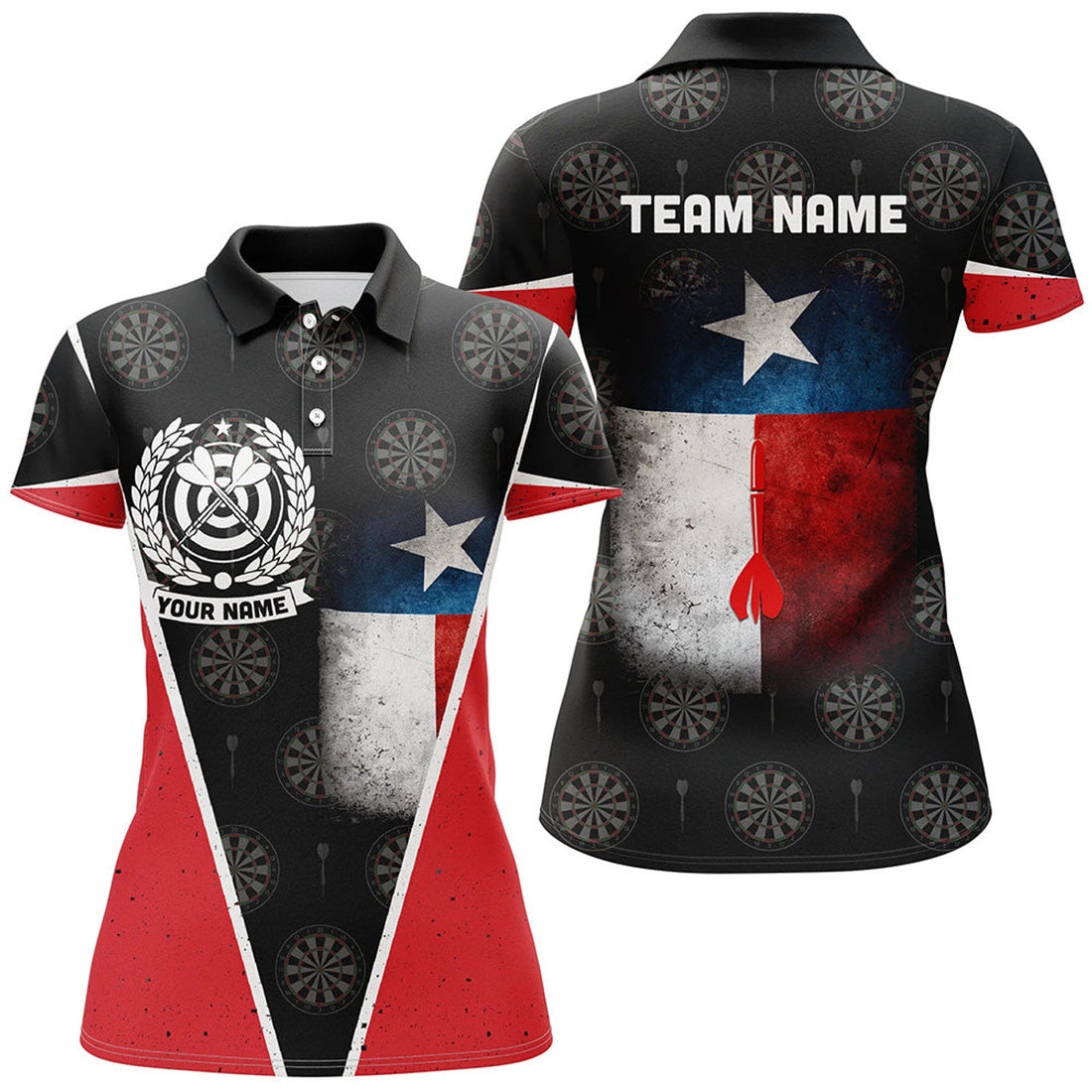 Custom Retro Texas Flag Patriotic Darts Shirt For Women's Polo Shirts S-5XL