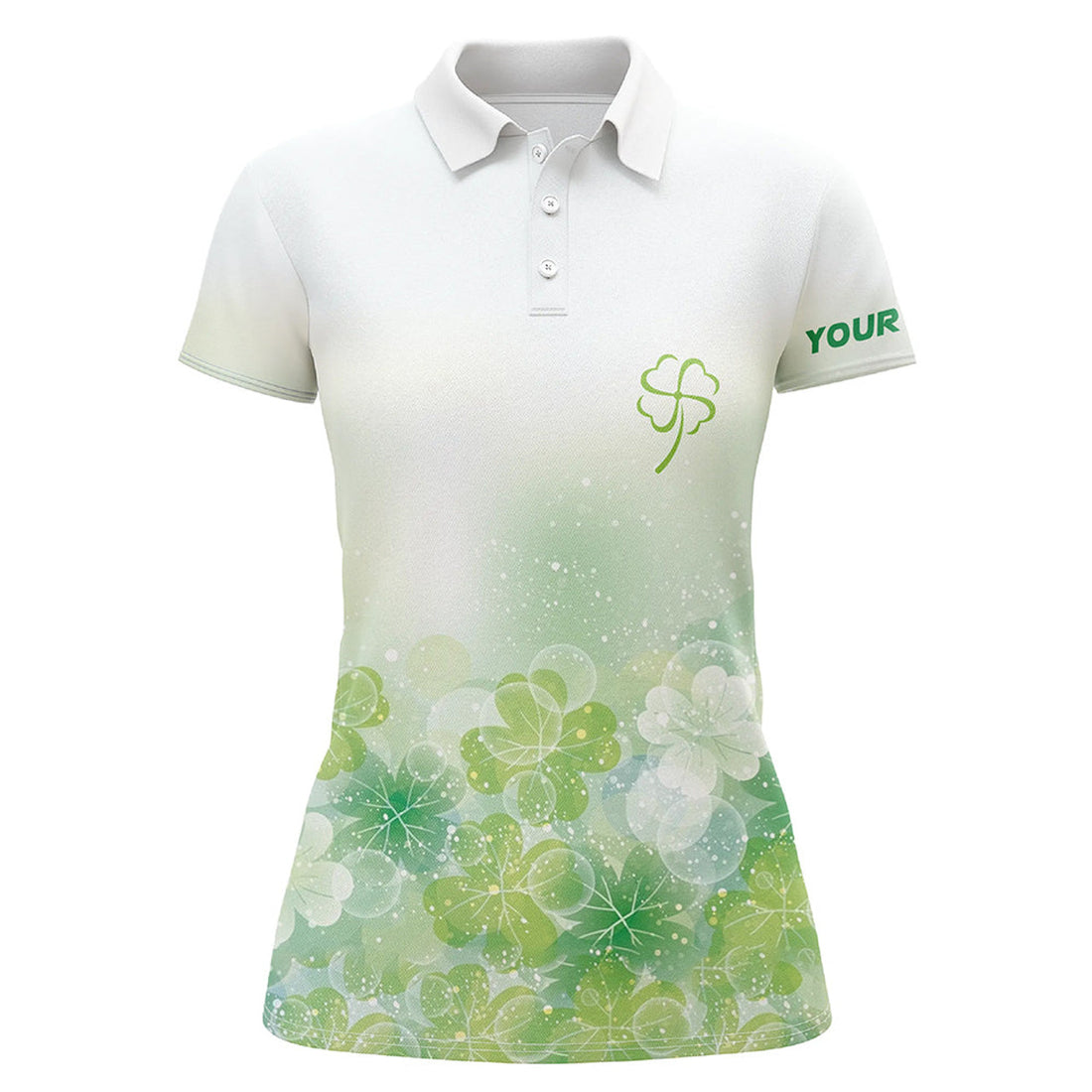 Custom Name Clover Twinkle Golf Shirt Patrick Day Gift Women's Polo Shirts S-5XL