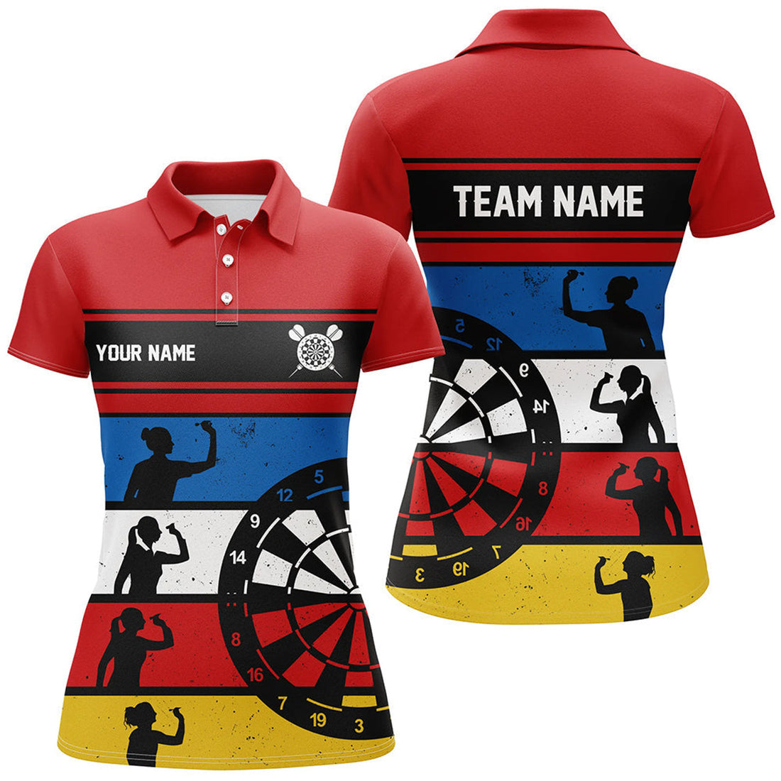 Custom Colorful Retro Personalized Darts Shirt for Women's Polo Shirts S-5XL