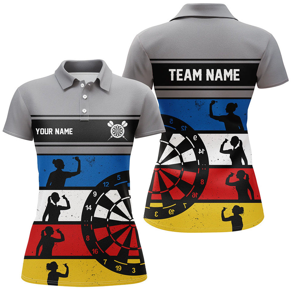 Custom Retro Colorful Darts Shirt with Name for Women Women's Polo Shirts S-5XL