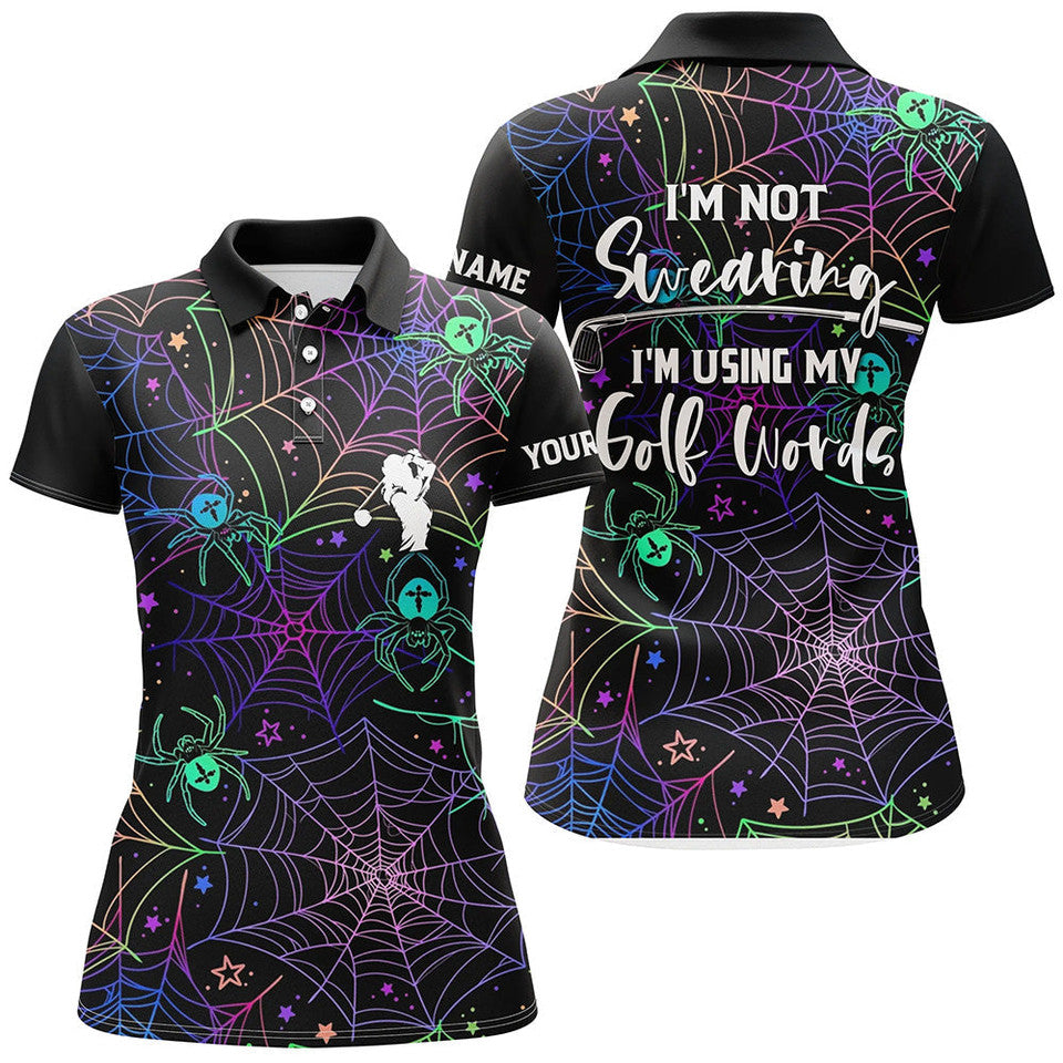Custom Multicolor Halloween Golf Shirt With Funny Sayings Women's Polo Shirts S-5XL
