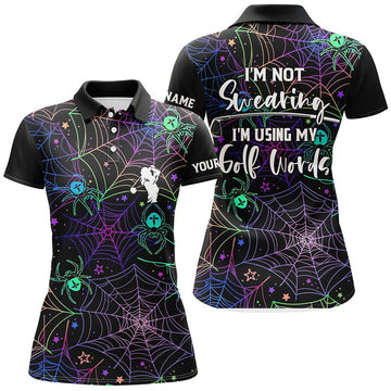 Custom Multicolor Halloween Golf Shirt With Funny Sayings Women's Polo Shirts S-5XL