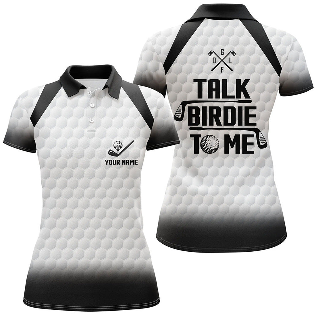 Custom Talk Birdie To Me Golf Black White Women's Polo Shirts S-5XL