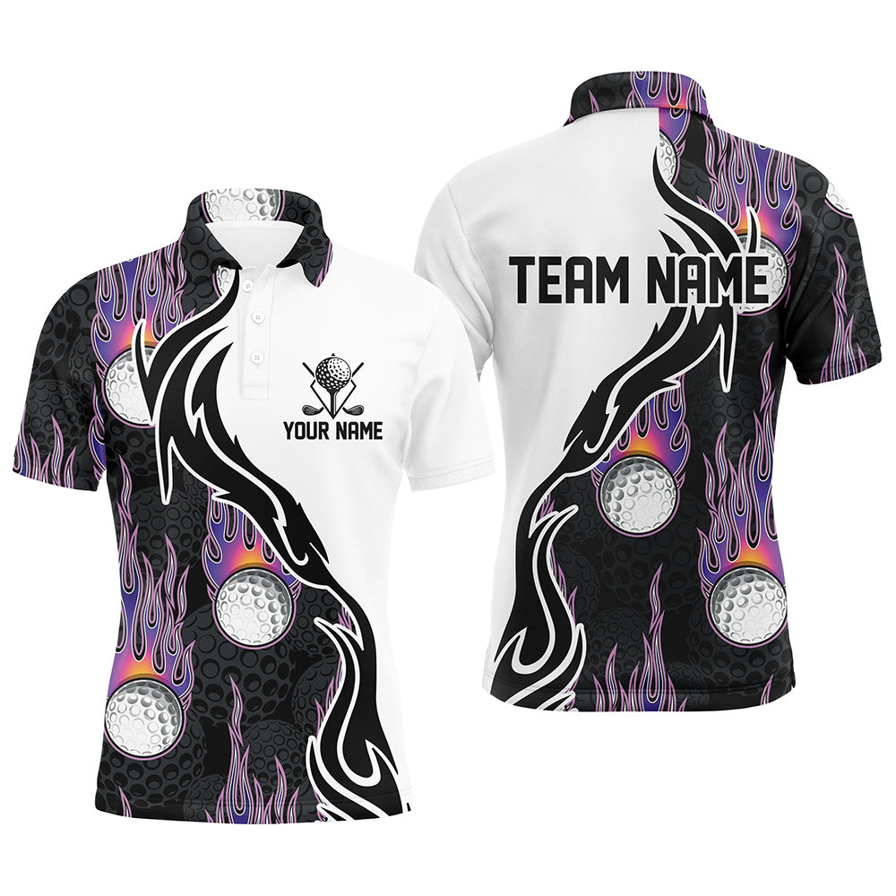 Fire Golf Ball Flames Mens Golf Polo Shirt Personalized S-5XL Men's Polo Shirt