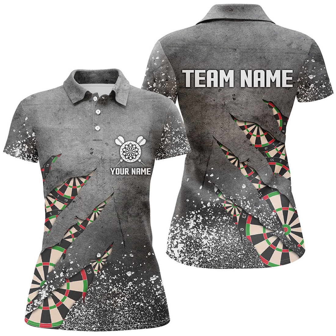 Custom Paint Splash Grey Dart Team Shirt for Women's Polo Shirts S-5XL