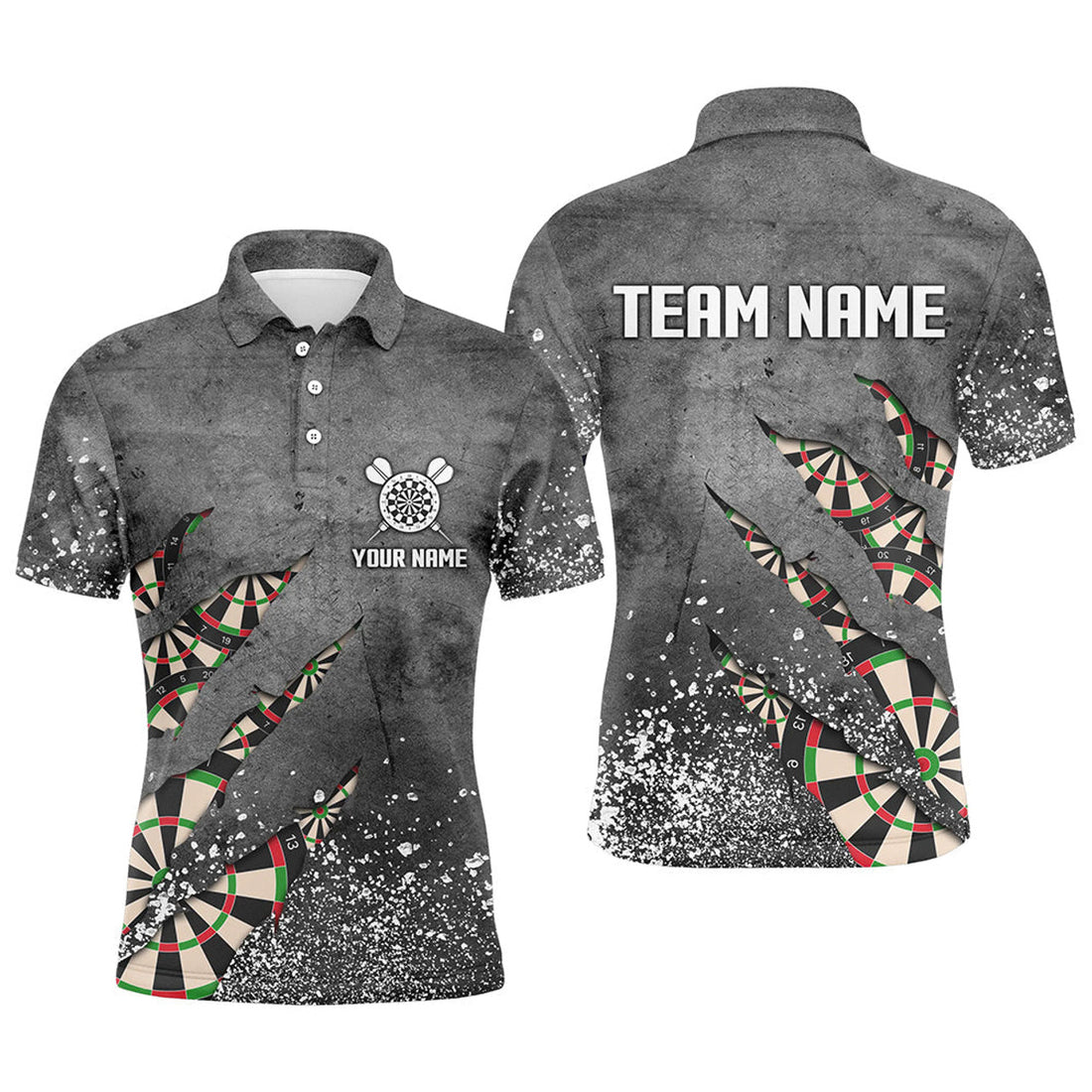 Custom Paint Splash Grey Dart Jersey for Men Team Shirt Men's Polo Shirt S-5XL