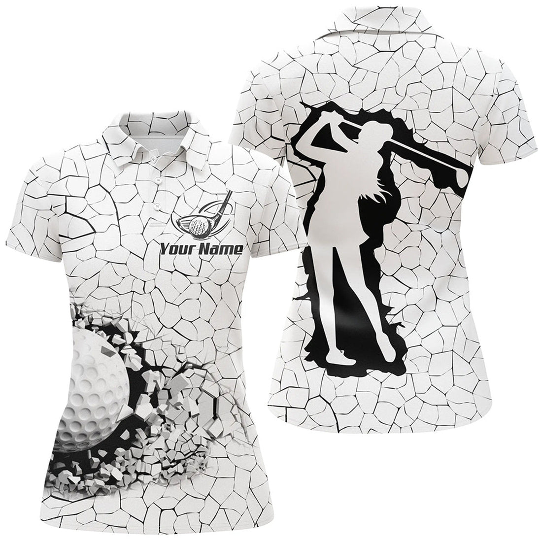 Personalized Black White Golf Breaker Women's Polo Shirts S-5XL