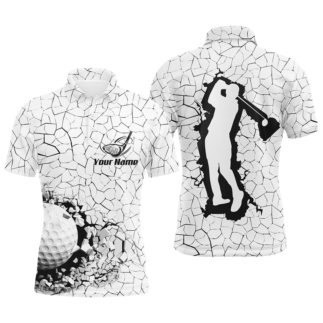 Custom Black and White Golf Shirt Cool Gift Men's Polo Shirt S-5XL