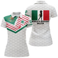 Custom Mexican Flag World's Okayest Golfer Patriotic Shirt Women's Polo Shirts S-5XL