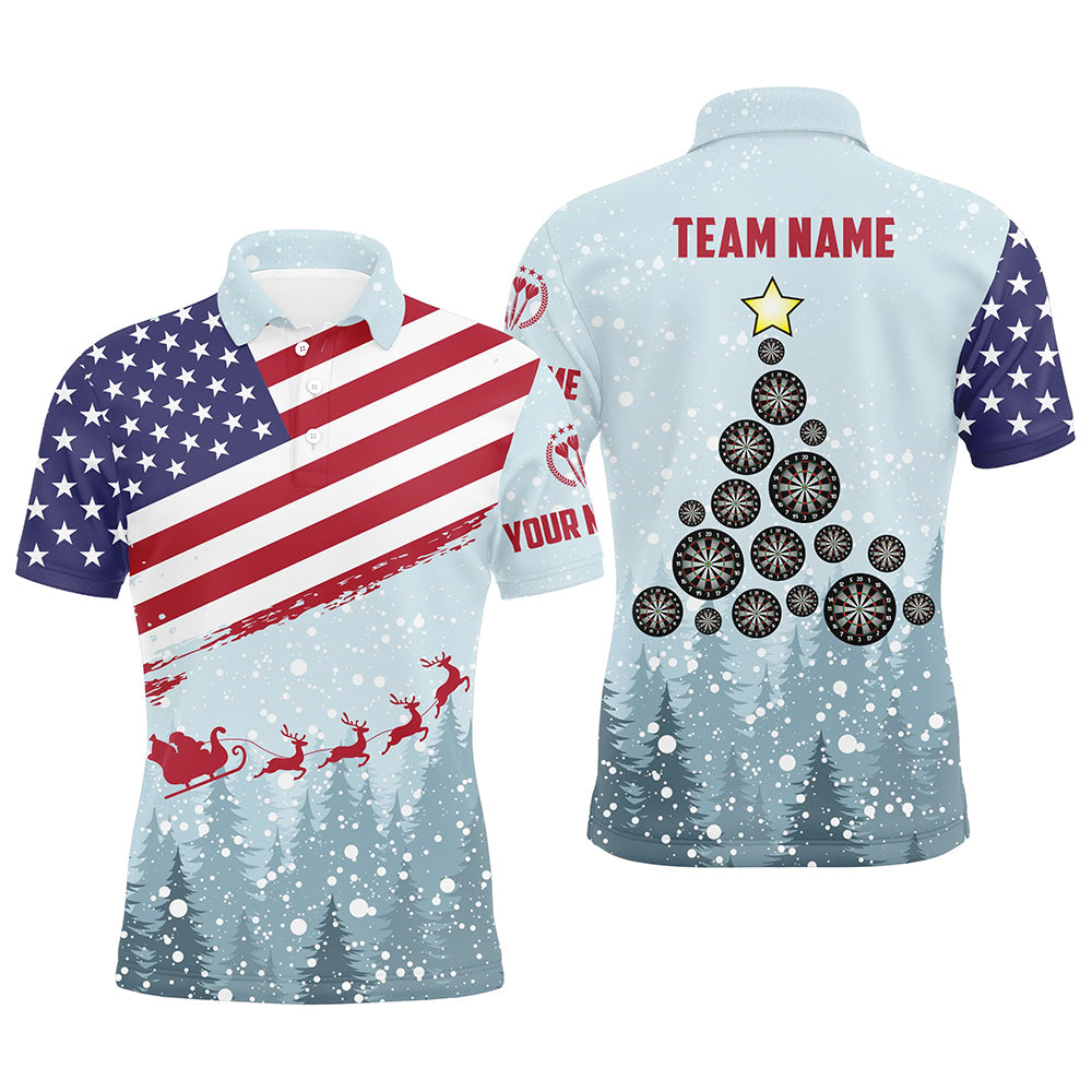 Christmas American Flag Men Darts Polo Shirt Custom Patriotic S-5XL Men's Polo Shirt