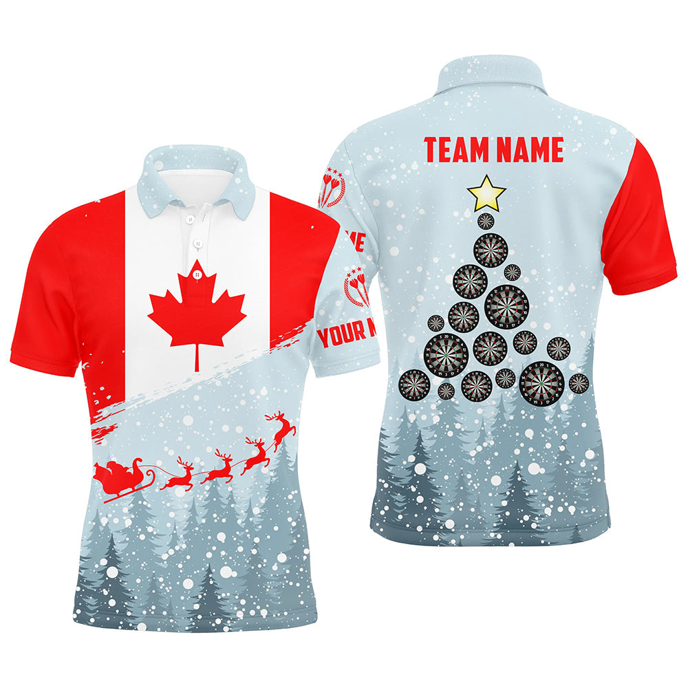 Christmas Canada Flag Mens Darts Polo Custom Patriotic Shirt S-5XL